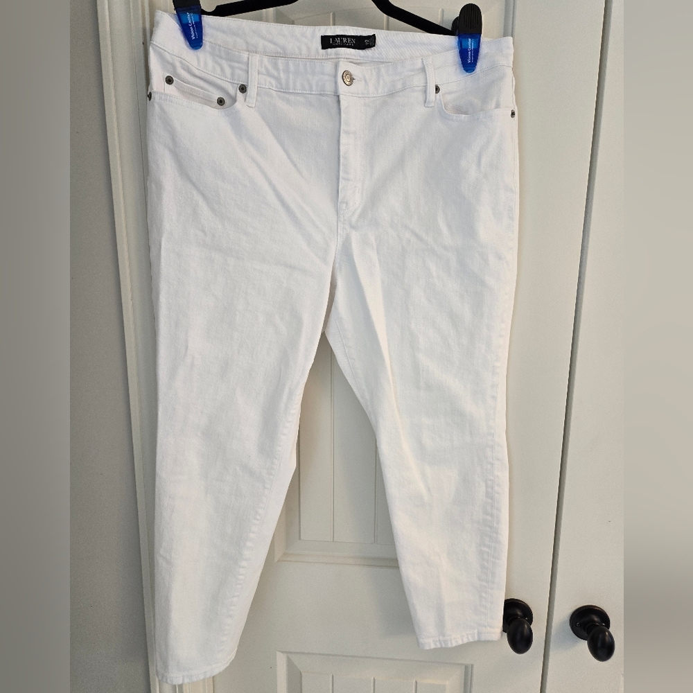 Lauren Ralph Lauren White High Rise Skinny Ankle Jeans, 16W